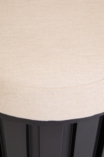 Perdoba Black and Cream Linen Stool with Ridge Base