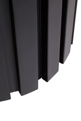 Perdoba Black and Cream Linen Stool with Ridge Base