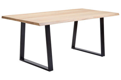 Natural Two-Tone Live Edge Mango Wood Dining Table with Black Metal Legs | Persolo