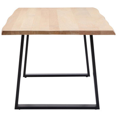 Natural Two-Tone Live Edge Mango Wood Dining Table with Black Metal Legs | Persolo