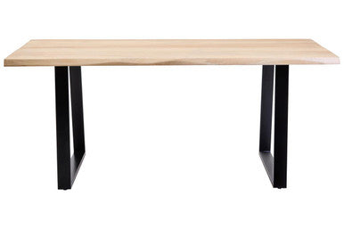 Natural Two-Tone Live Edge Mango Wood Dining Table with Black Metal Legs | Persolo