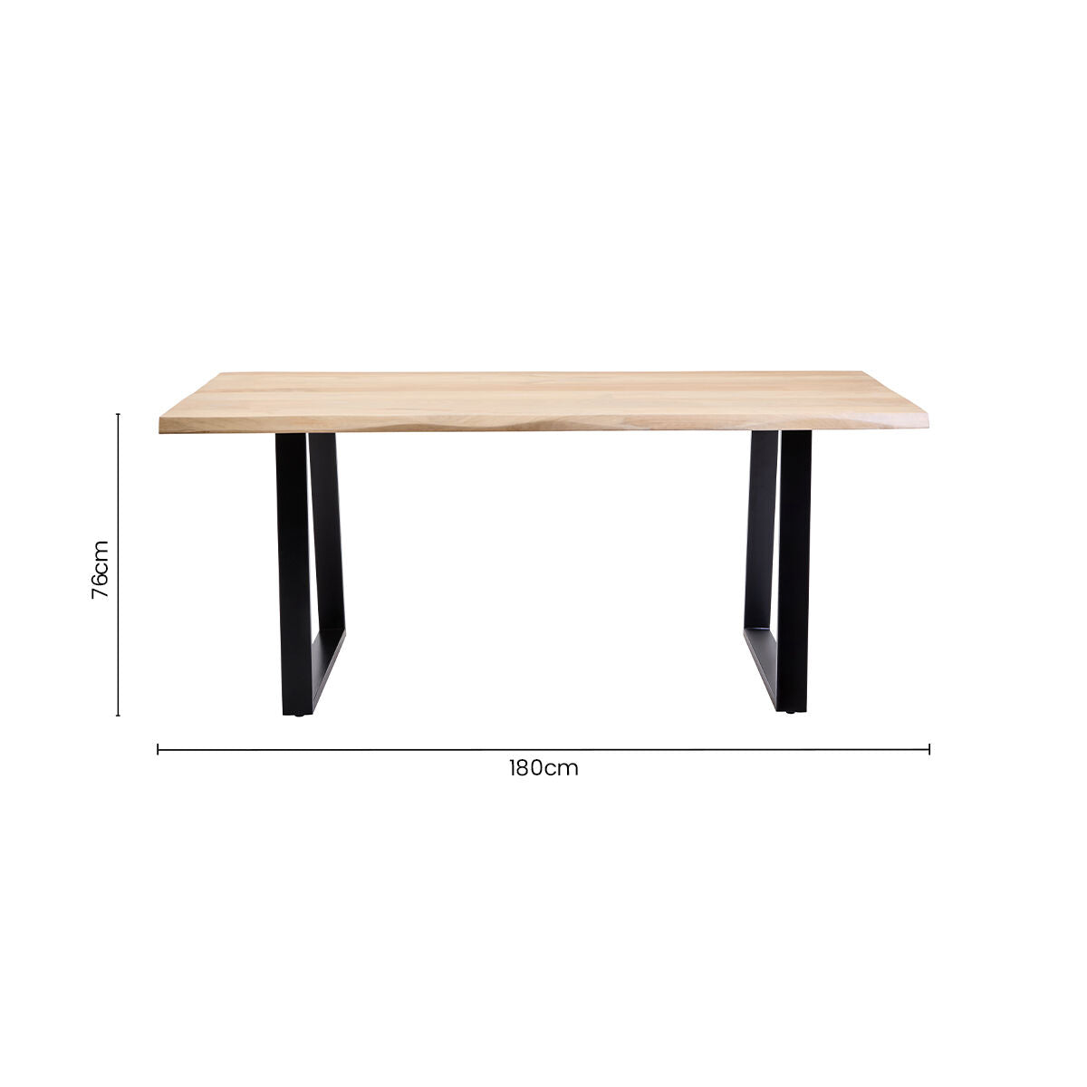 Natural Two-Tone Live Edge Mango Wood Dining Table with Black Metal Legs | Persolo