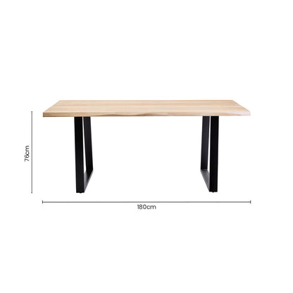 Natural Two-Tone Live Edge Mango Wood Dining Table with Black Metal Legs | Persolo