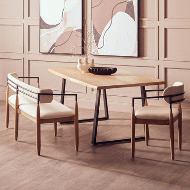 Natural Two-Tone Live Edge Mango Wood Dining Table with Black Metal Legs | Persolo