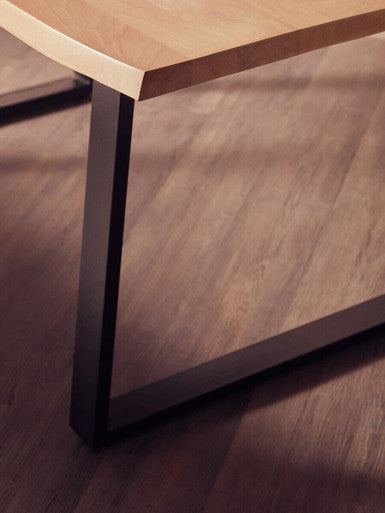 Natural Two-Tone Live Edge Mango Wood Dining Table with Black Metal Legs | Persolo