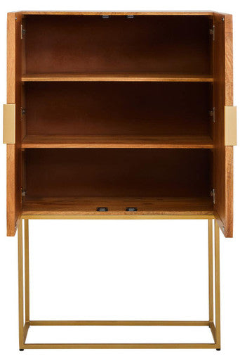 Paper Rope Detail Two Door Mango Wood Cabinet | Teora