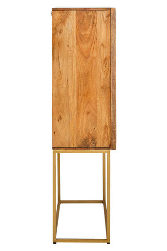 Paper Rope Detail Two Door Mango Wood Cabinet | Teora