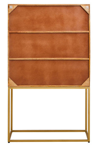 Paper Rope Detail Two Door Mango Wood Cabinet | Teora