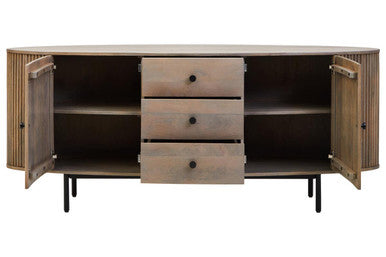 Two Door Three Drawer Grey Mango Wood Sideboard | Torello