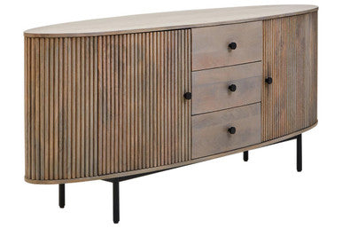 Two Door Three Drawer Grey Mango Wood Sideboard | Torello