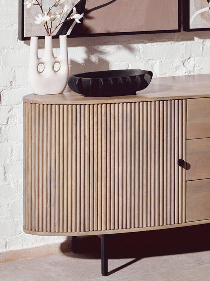 Two Door Three Drawer Grey Mango Wood Sideboard | Torello