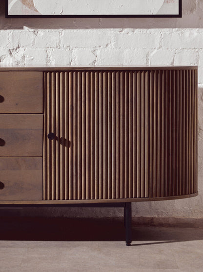 Two Door Three Drawer Grey Mango Wood Sideboard | Torello