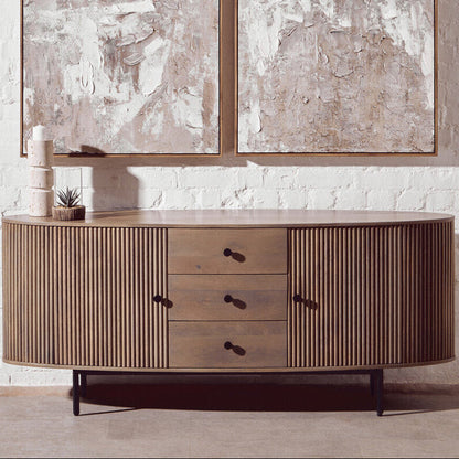 Two Door Three Drawer Grey Mango Wood Sideboard | Torello
