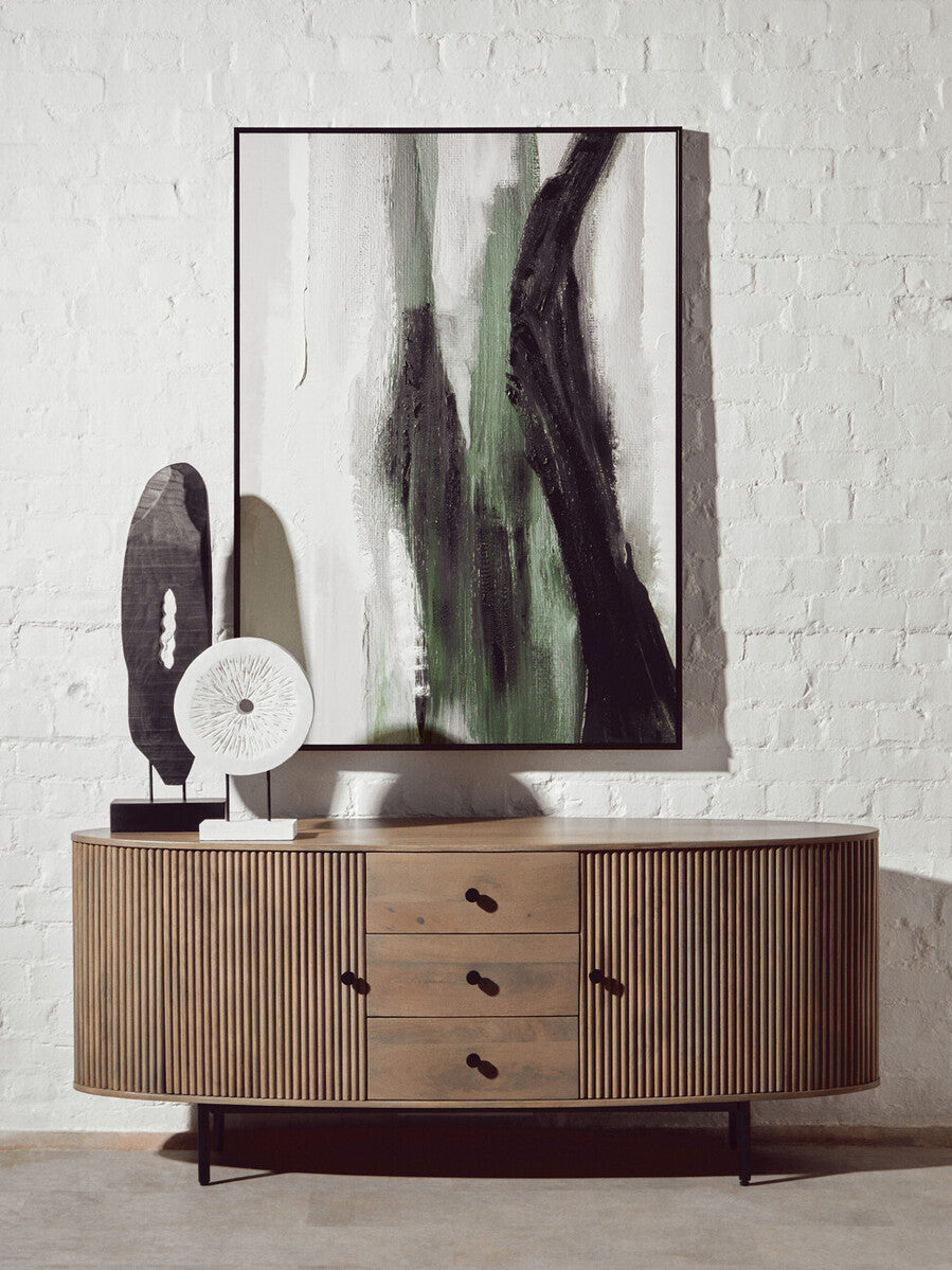 Two Door Three Drawer Grey Mango Wood Sideboard | Torello