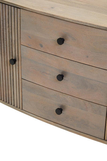 Two Door Three Drawer Grey Mango Wood Sideboard | Torello