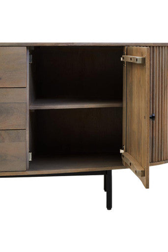 Two Door Three Drawer Grey Mango Wood Sideboard | Torello