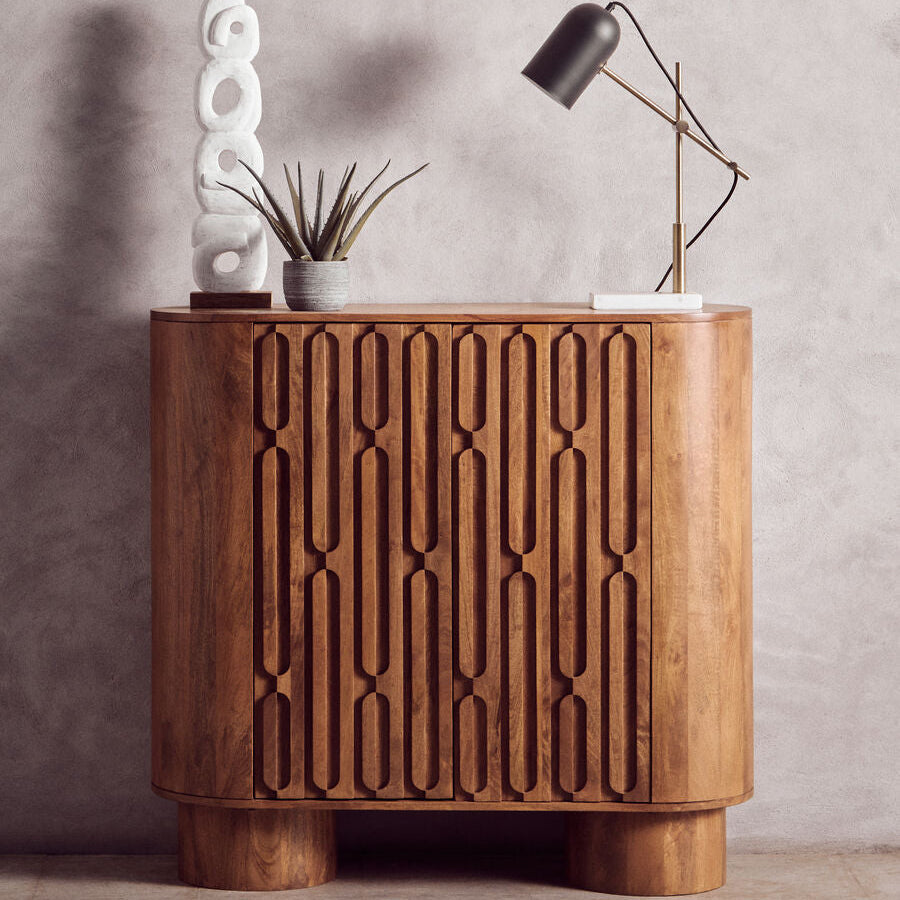Two Door Brown Mango Wood Cabinet | Torcino