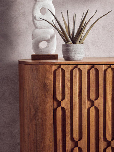 Two Door Brown Mango Wood Cabinet | Torcino