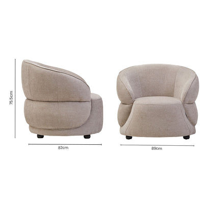 Daphne Taupe Chenille Effect Chair with Curved Back