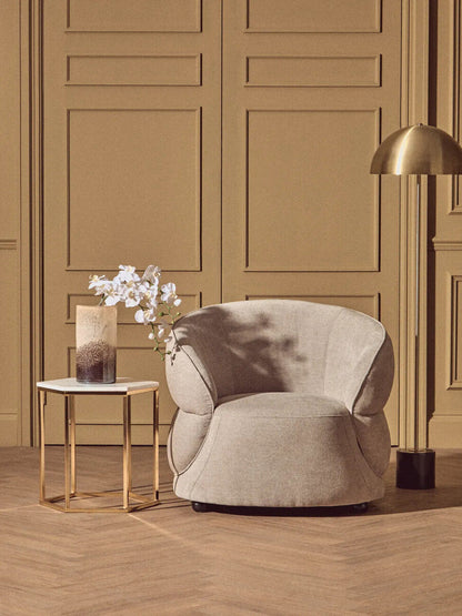 Daphne Taupe Chenille Effect Chair with Curved Back