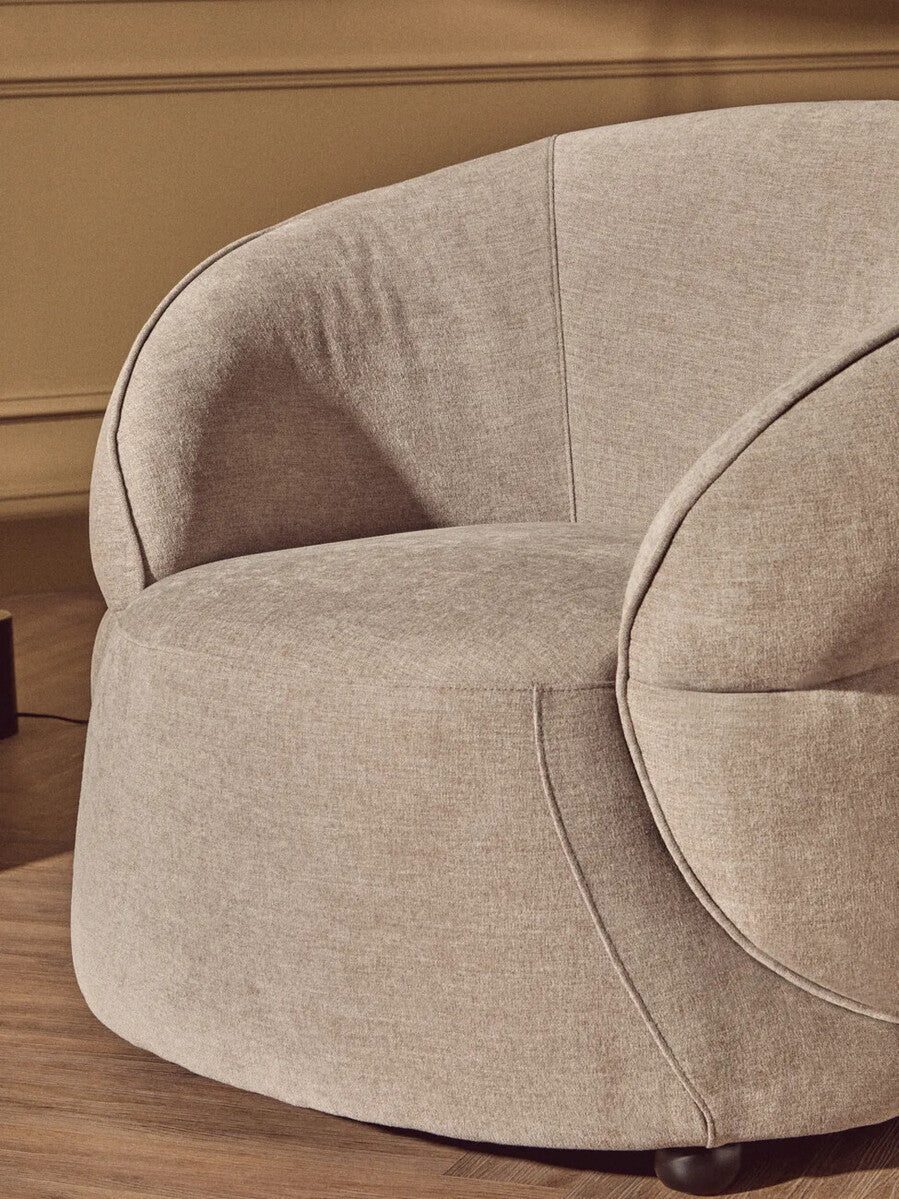 Daphne Taupe Chenille Effect Chair with Curved Back