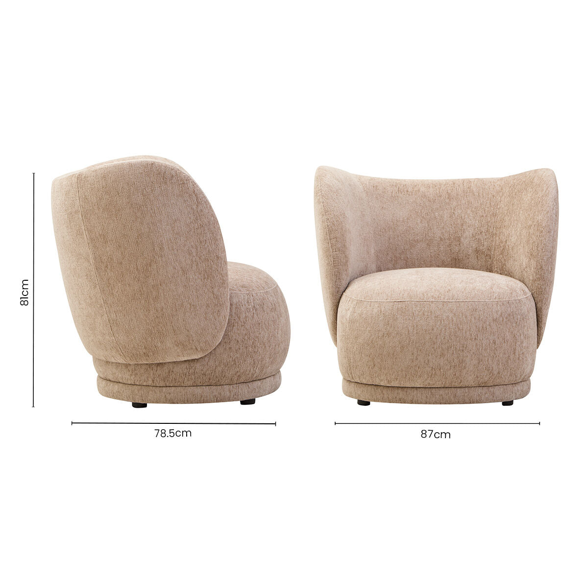 Delray Deep Stone Chenille Chair with Curved Back