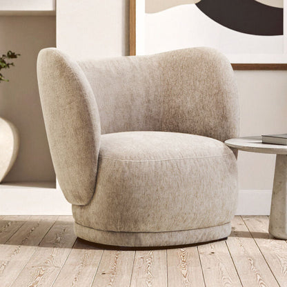 Delray Deep Stone Chenille Chair with Curved Back