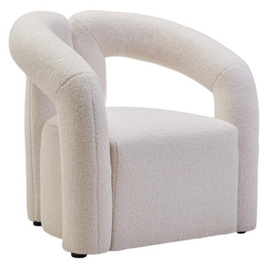 Davina Ivory Boucle Effect Chair with Curved Back