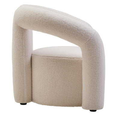 Davina Ivory Boucle Effect Chair with Curved Back