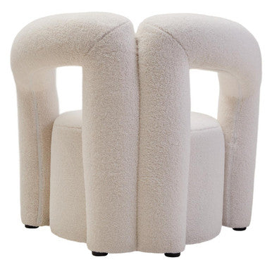 Davina Ivory Boucle Effect Chair with Curved Back