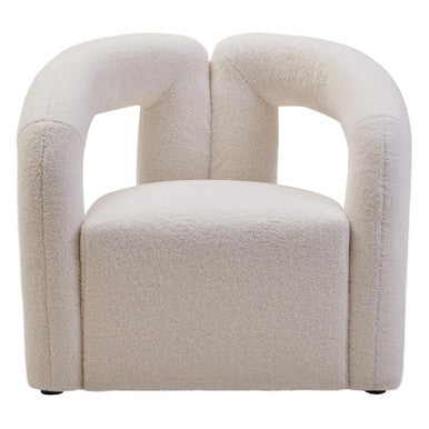 Davina Ivory Boucle Effect Chair with Curved Back