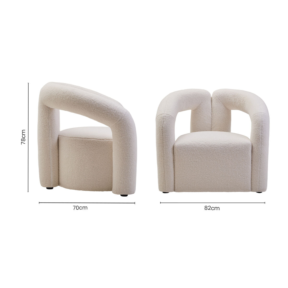 Davina Ivory Boucle Effect Chair with Curved Back