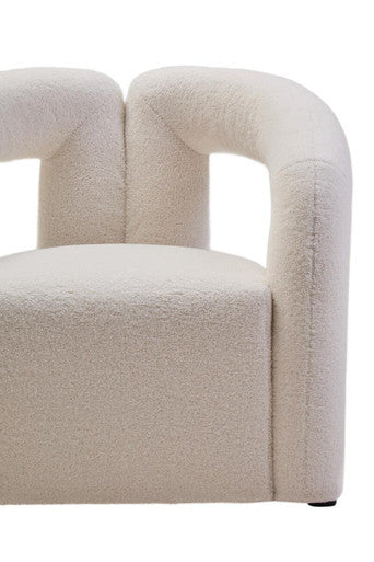 Davina Ivory Boucle Effect Chair with Curved Back