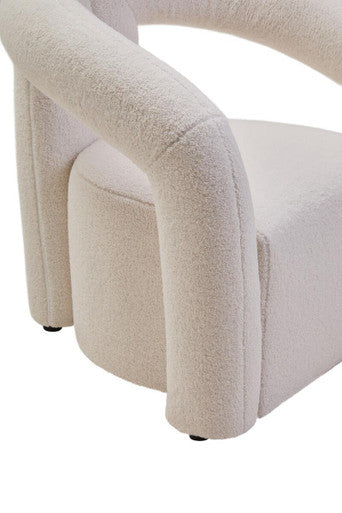Davina Ivory Boucle Effect Chair with Curved Back