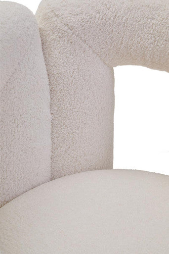 Davina Ivory Boucle Effect Chair with Curved Back