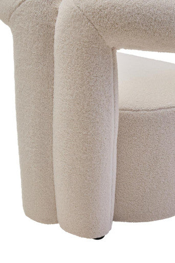 Davina Ivory Boucle Effect Chair with Curved Back