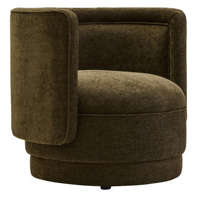 Drake Forest Green Fabric Chenille Effect Chair With Curved Back