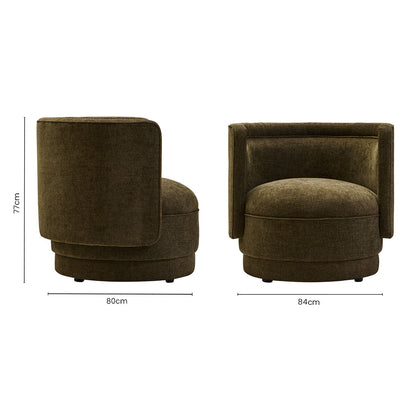 Drake Forest Green Fabric Chenille Effect Chair With Curved Back