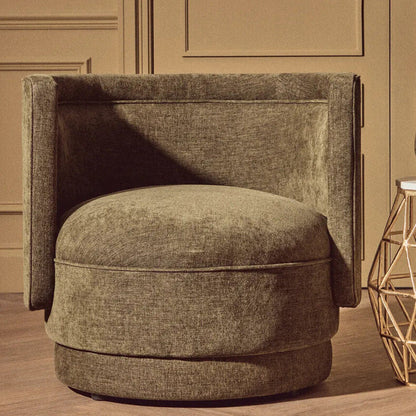 Drake Forest Green Fabric Chenille Effect Chair With Curved Back