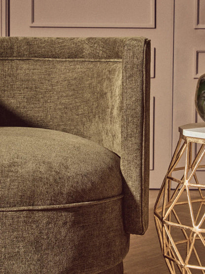 Drake Forest Green Fabric Chenille Effect Chair With Curved Back
