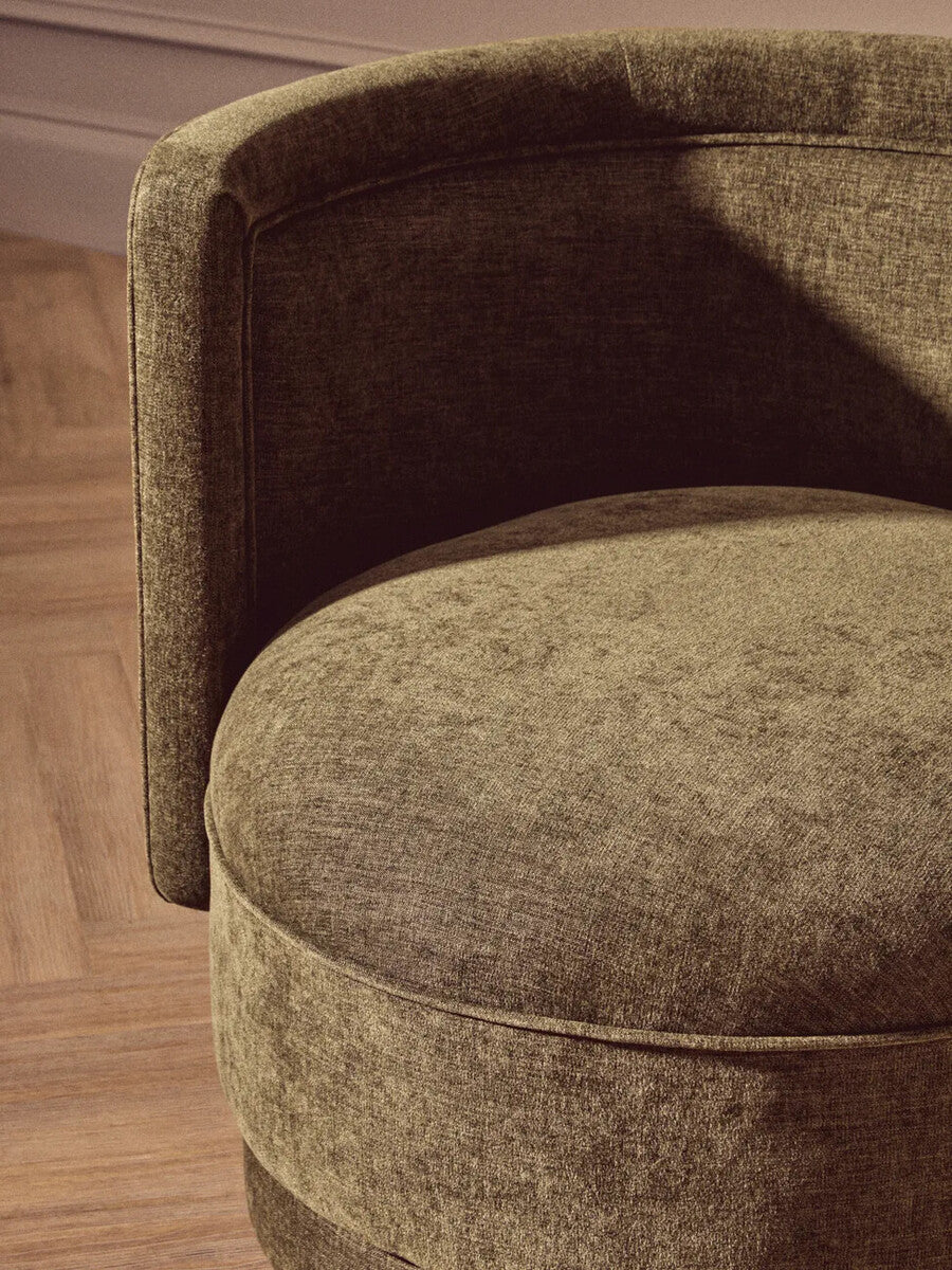 Drake Forest Green Fabric Chenille Effect Chair With Curved Back