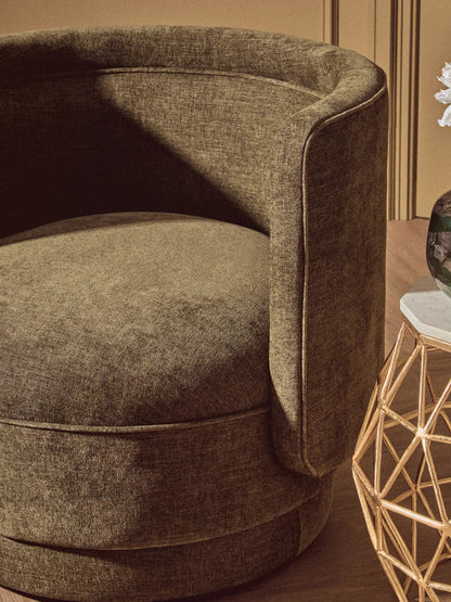 Drake Forest Green Fabric Chenille Effect Chair With Curved Back