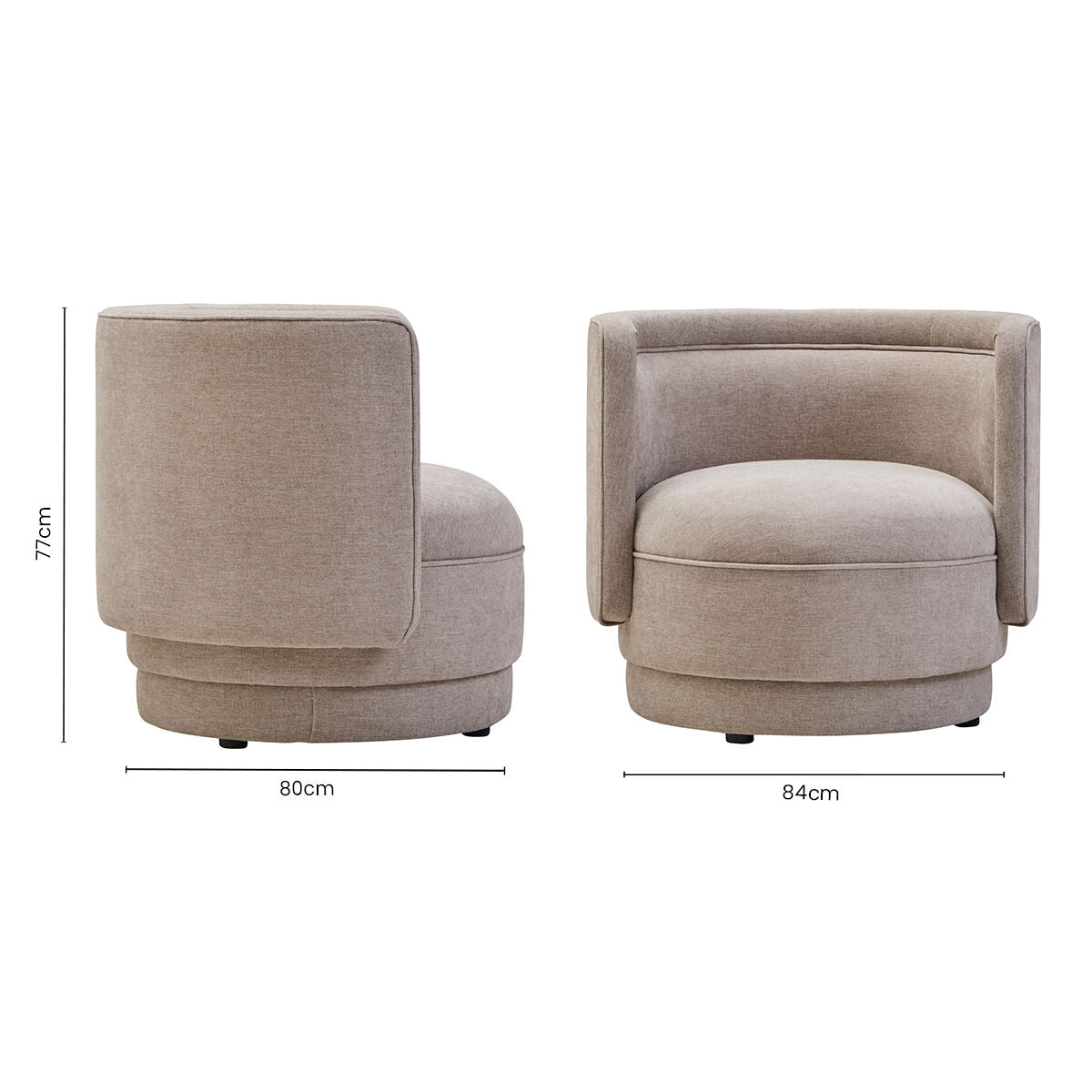 Drake Taupe Chenille Effect Chair With Curved Back