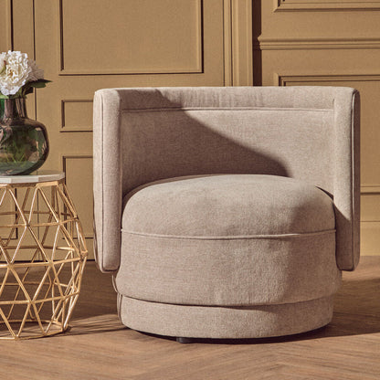Drake Taupe Chenille Effect Chair With Curved Back