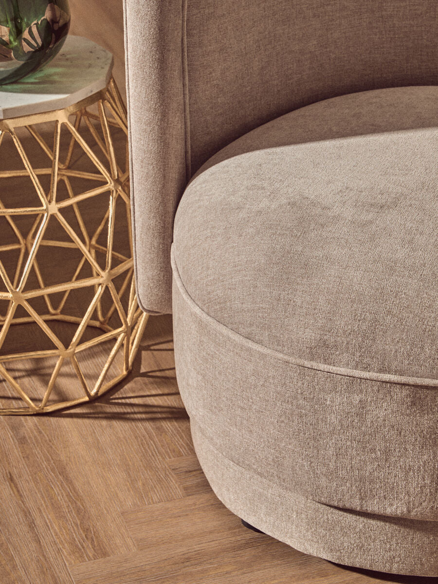 Drake Taupe Chenille Effect Chair With Curved Back