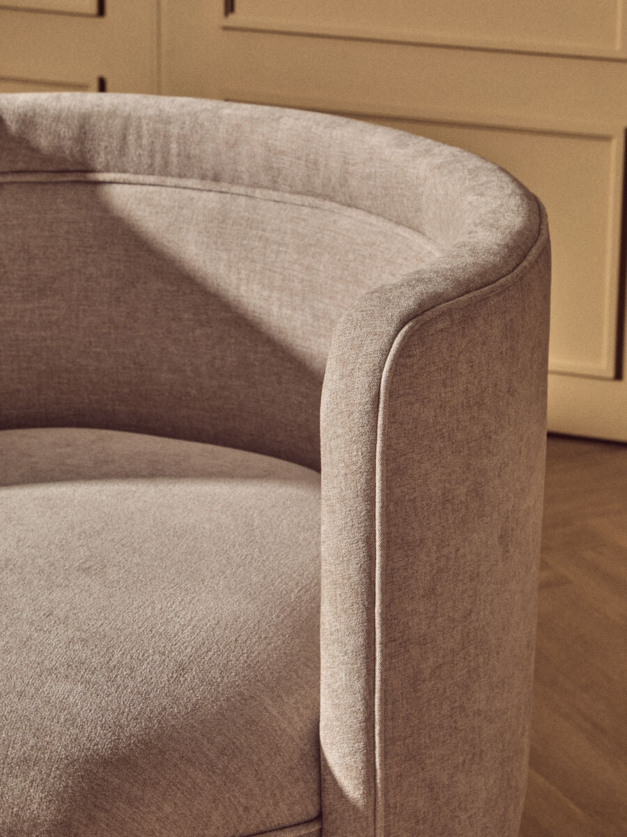 Drake Taupe Chenille Effect Chair With Curved Back