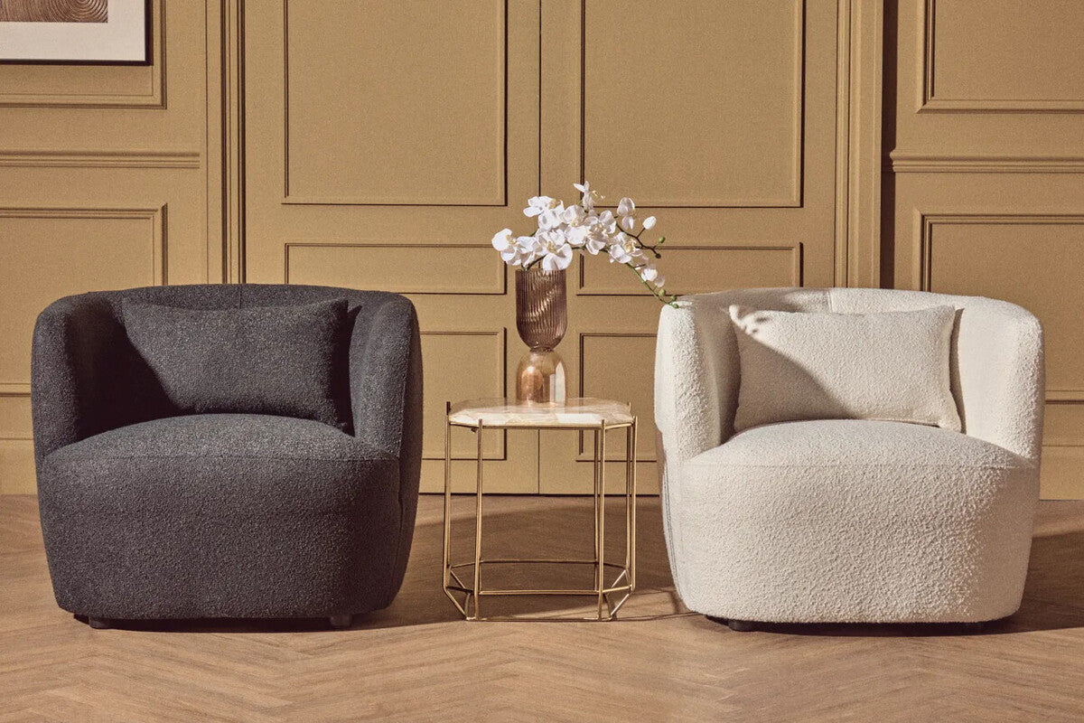 Bruge Cream Fabric Chair with Curved Back