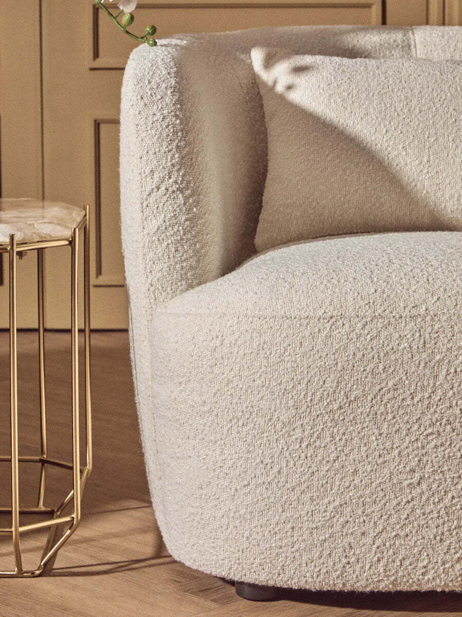 Bruge Cream Fabric Chair with Curved Back