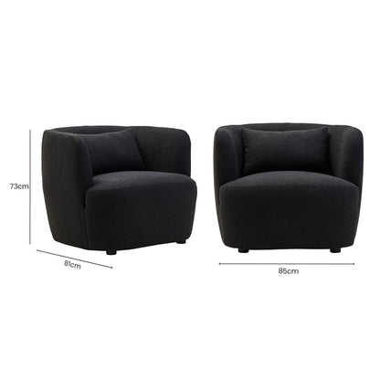 Bruge Black Fabric Chair With Curved Back