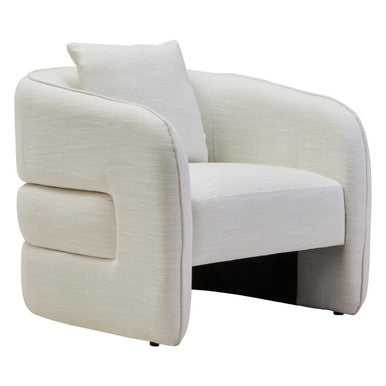 Bilani Cream Fabric Linen Effect Chair With Curved Back